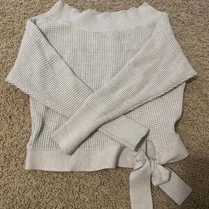 Express Light Gray Off-the-Shoulder Sweater